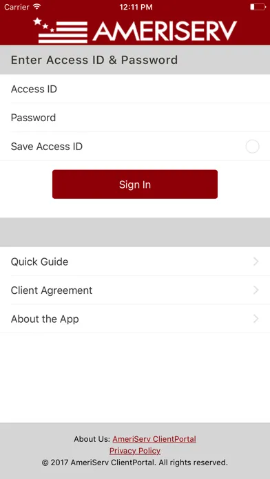 AmeriServ ClientPortal Screenshots