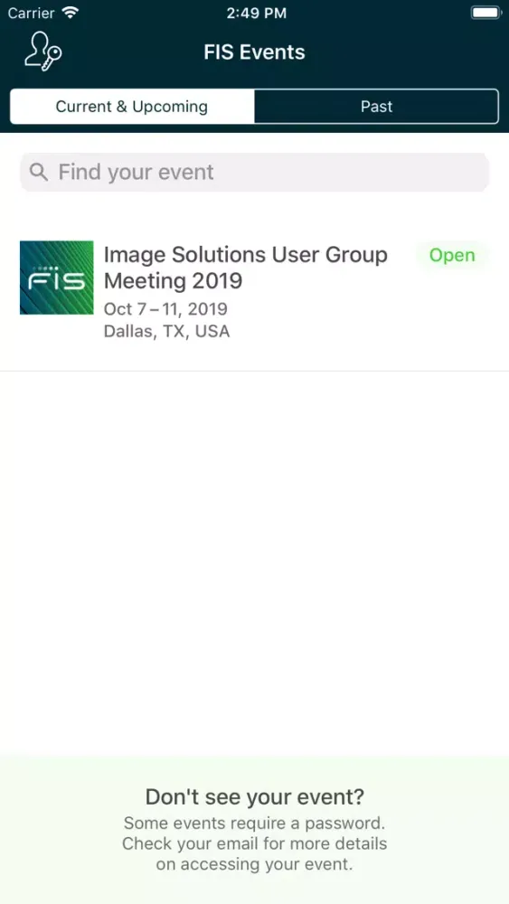 Ảnh chụp màn hình của FIS Events App