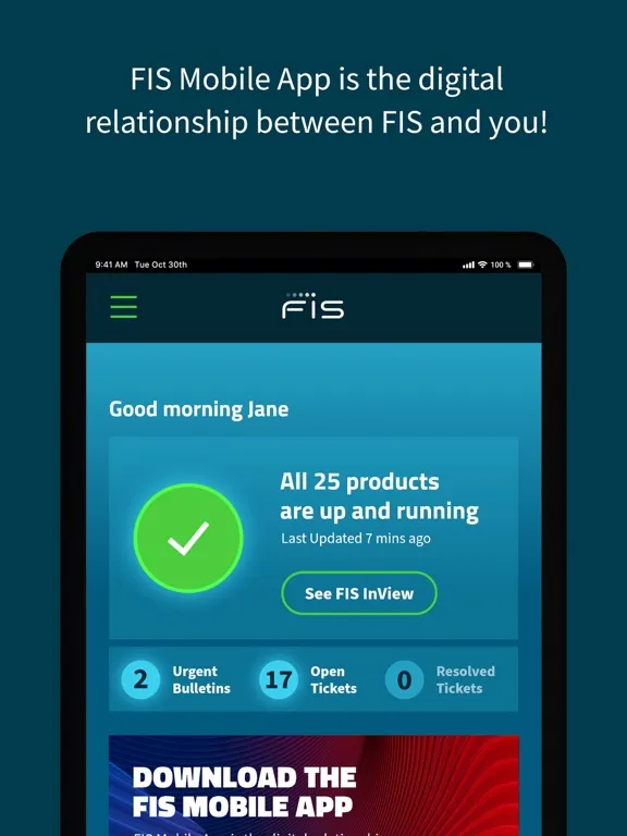 ภาพหน้าจอของ FIS Mobile iPad 