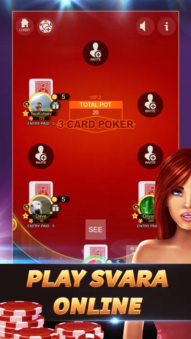 Svara - 3 Card Poker Online應用截圖