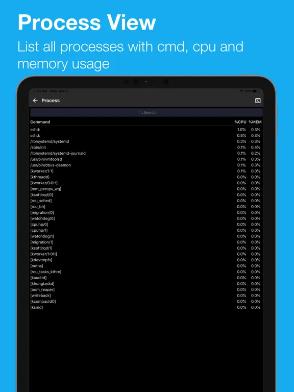 SSH Pulse Pro: Status, SSH iPad 应用截图