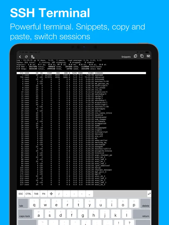 Captures d'écran de TermuXL Pro: SSH, SFTP, Shell iPad 