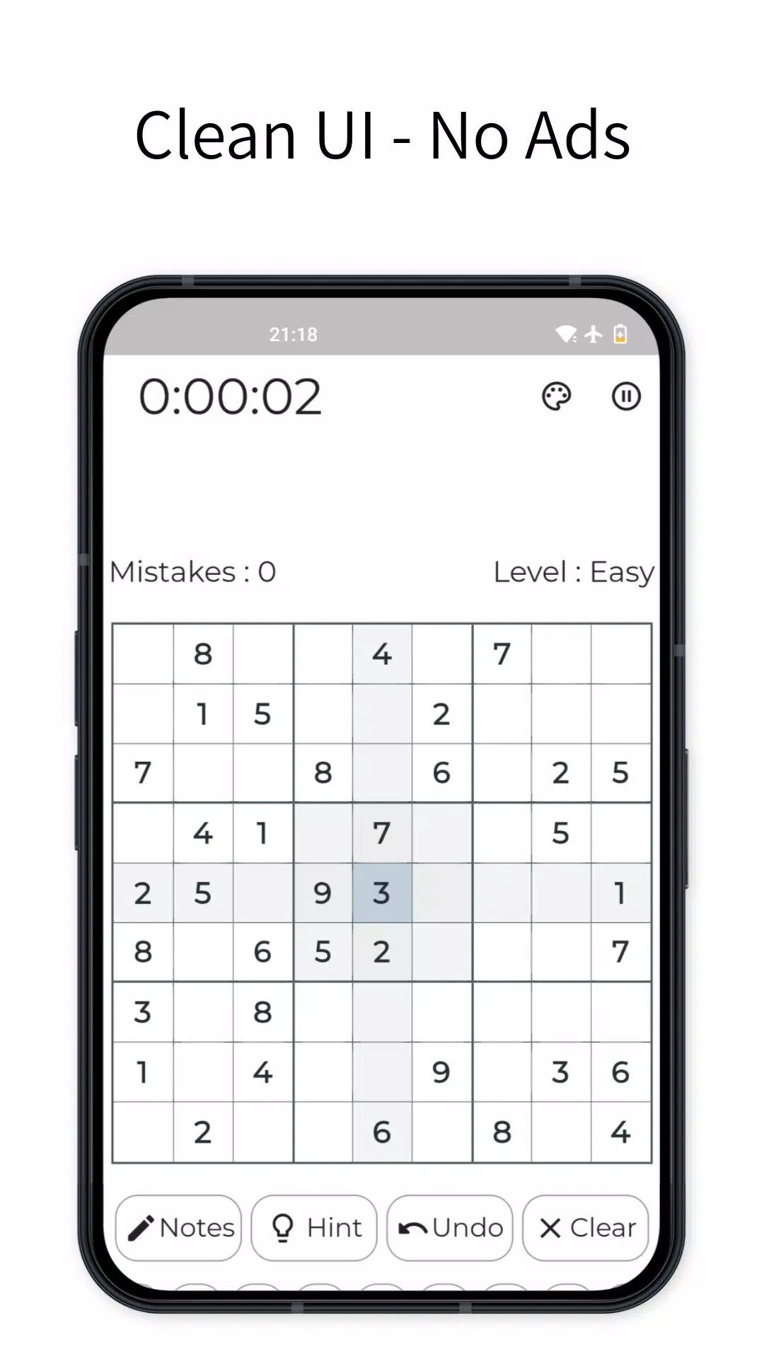 Clean Sudoku - Classic Puzzles Screenshots