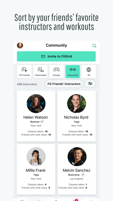 FitGrid: Fitness Class App Screenshots