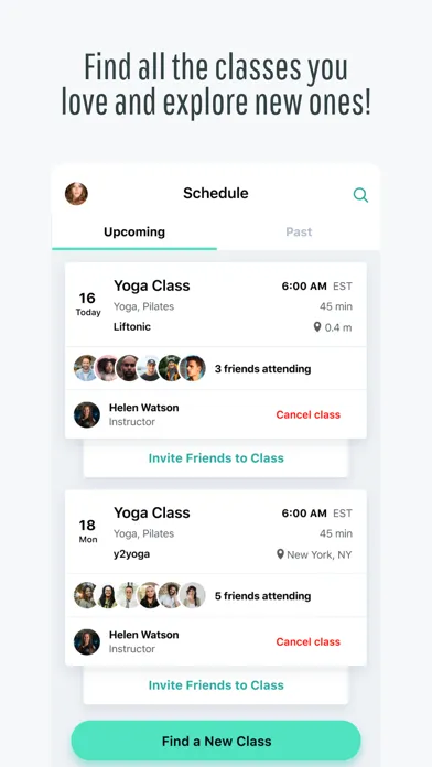 FitGrid: Fitness Class App Screenshots