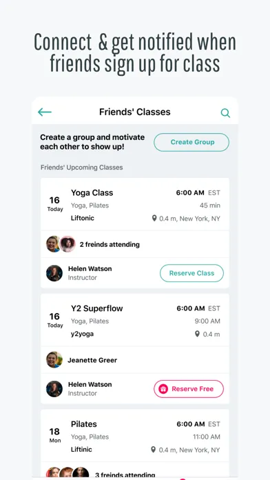 FitGrid: Fitness Class App Screenshots