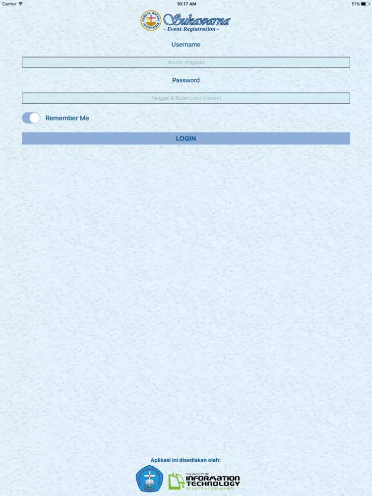Tangkapan skrin GBIS Event Registration iPad 