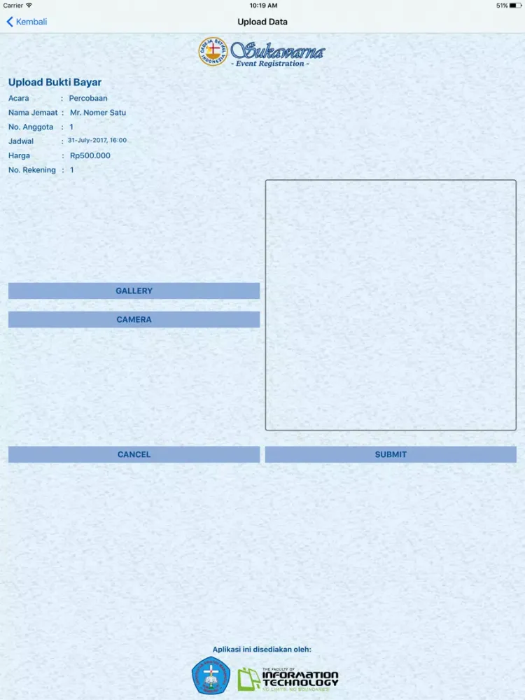 Tangkapan skrin GBIS Event Registration iPad 