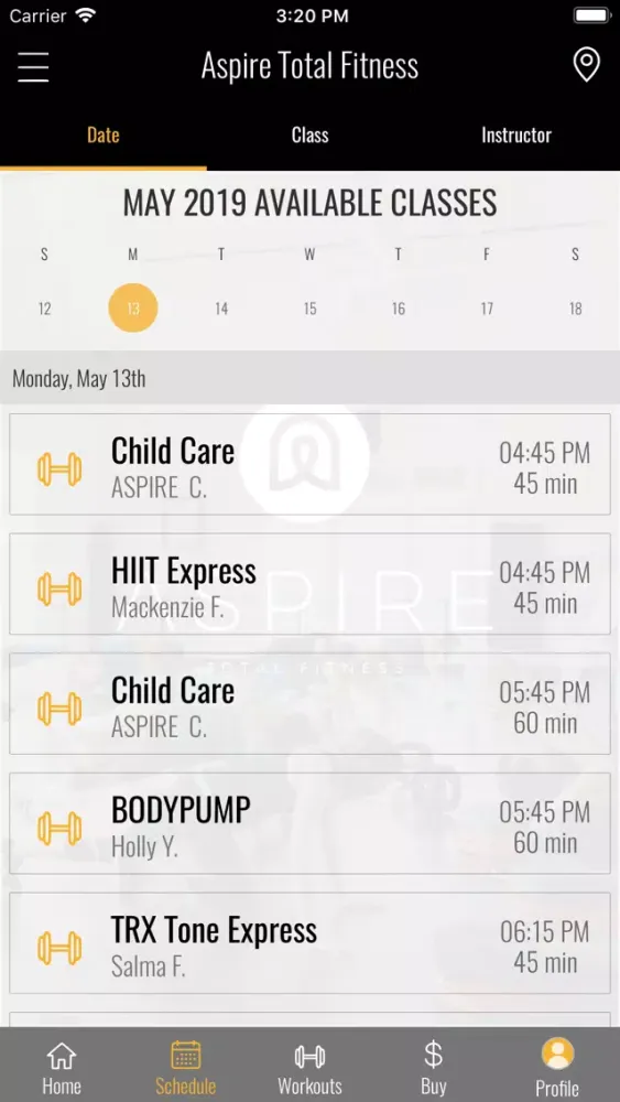 ASPIRE TOTAL FITNESS. Ekran Görüntüleri