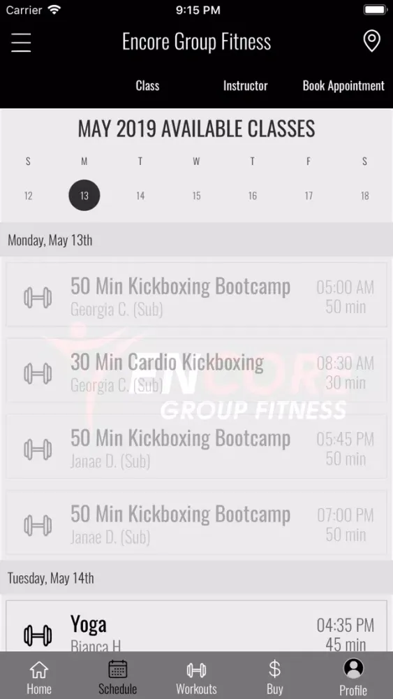 Скриншоты Encore Group Fitness