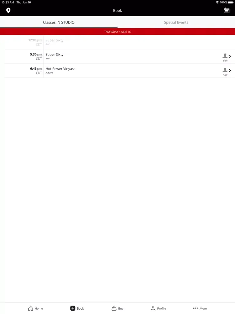 PURE Yoga Texas Mobile App iPad  Screenshots