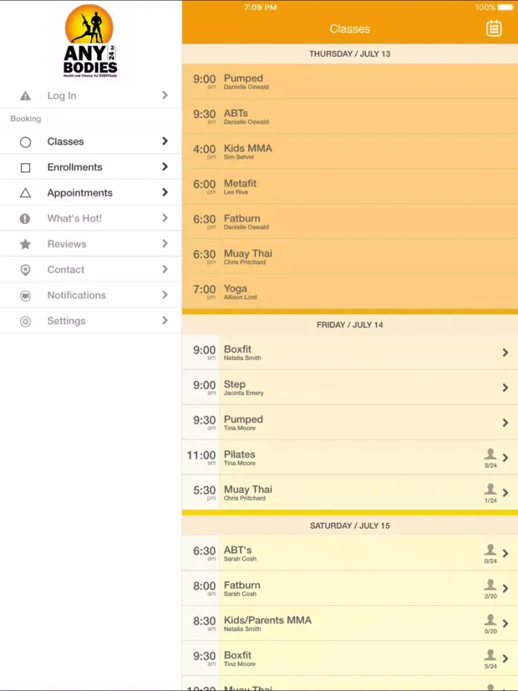 ภาพหน้าจอของ Anybodies 24hr Fitness iPad 