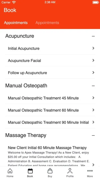 Capturas de tela do Apex Massage Therapy