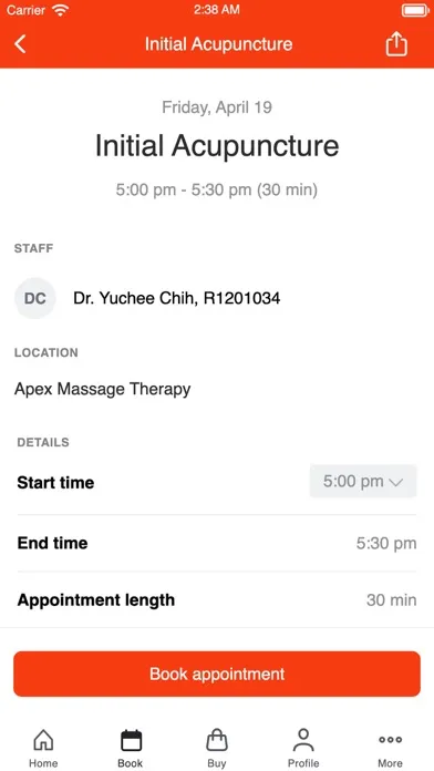 Capturas de tela do Apex Massage Therapy