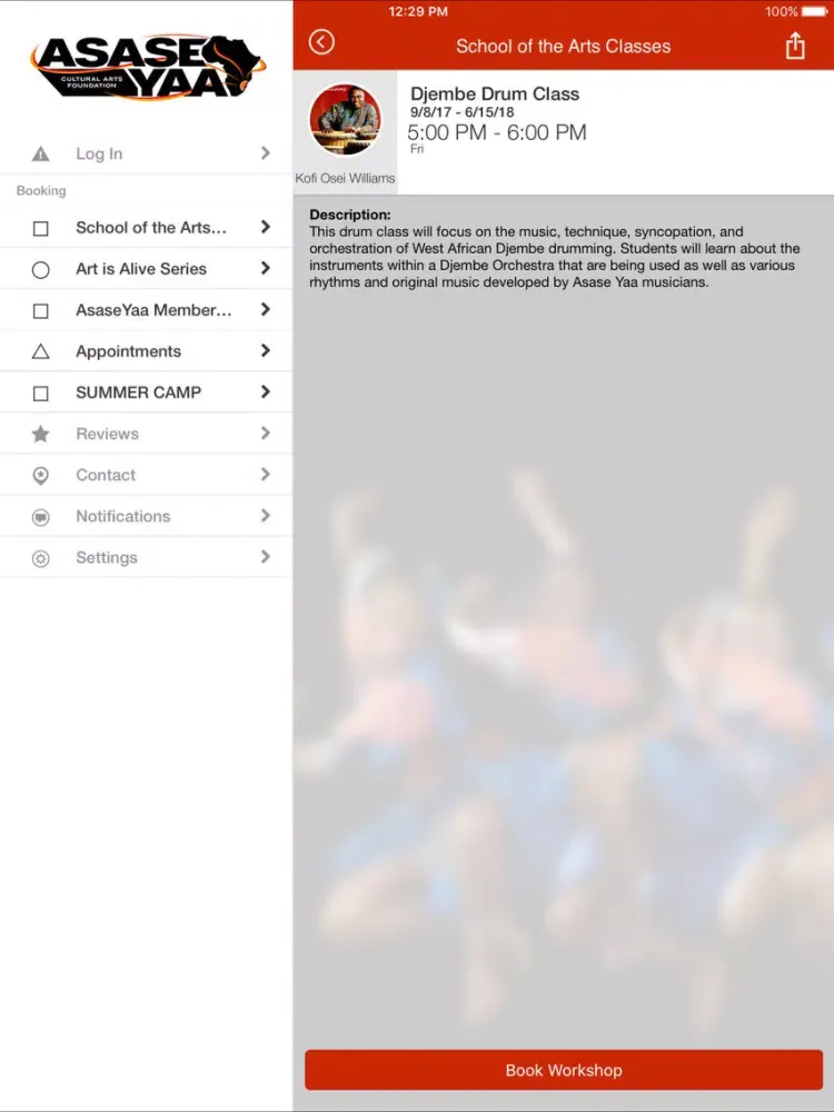 Tangkapan layar Asase Yaa Cultural Arts iPad 