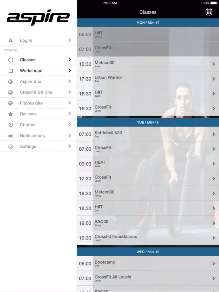 Ảnh chụp màn hình của Aspire Club iPad 