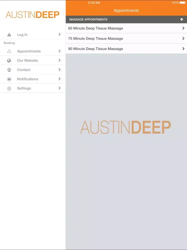 Capturas de tela do Austin Deep Tissue Therapy iPad 