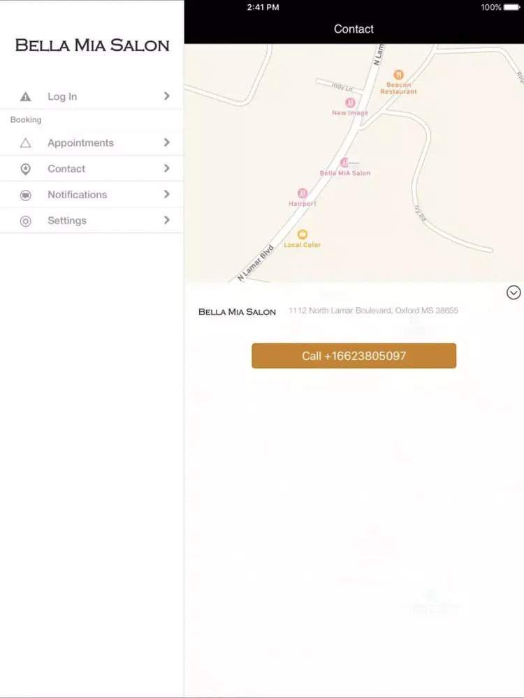 Tangkapan layar Bella Mia Salon iPad 