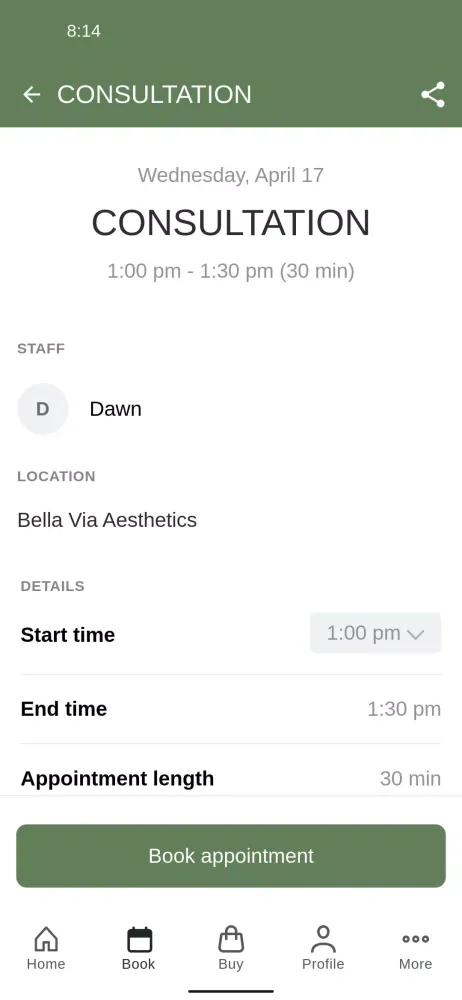 Captures d'écran de Bella Via Aesthetics