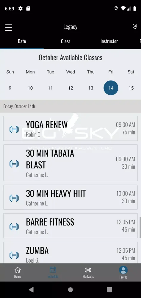 Ảnh chụp màn hình của Big Sky Fitness