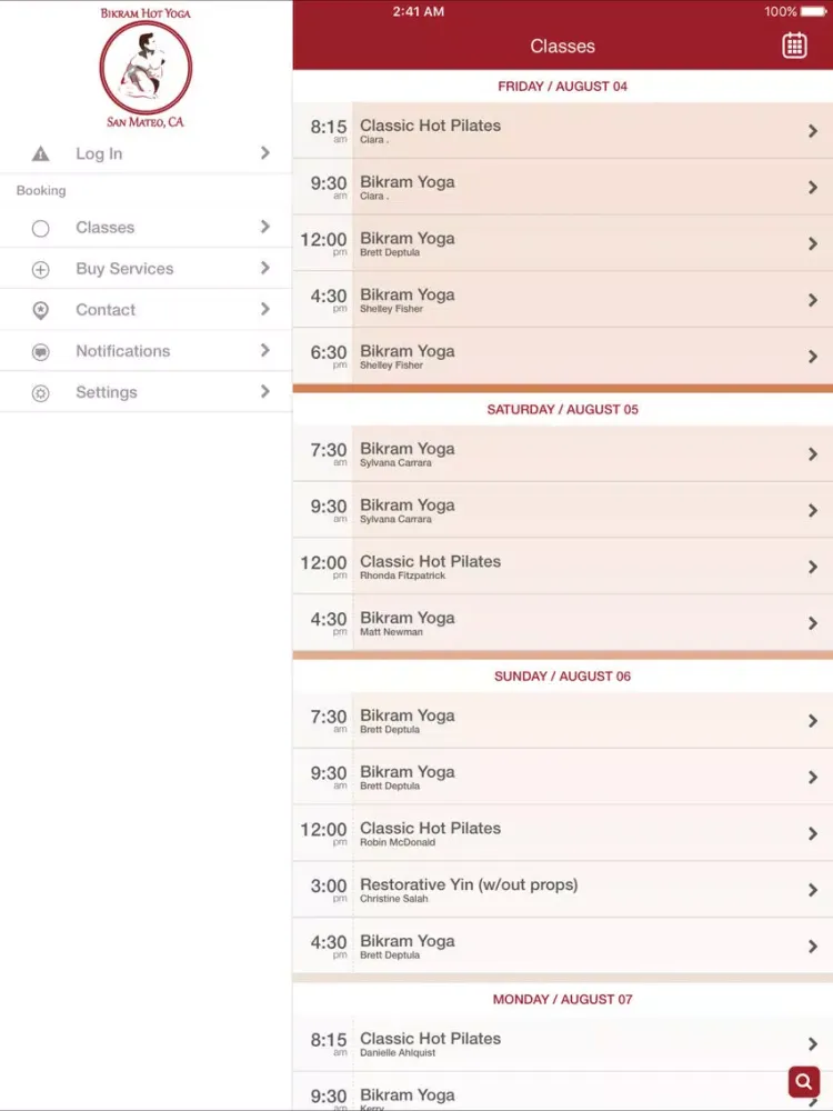 Capturas de tela do Bikram Hot Yoga San Mateo iPad 