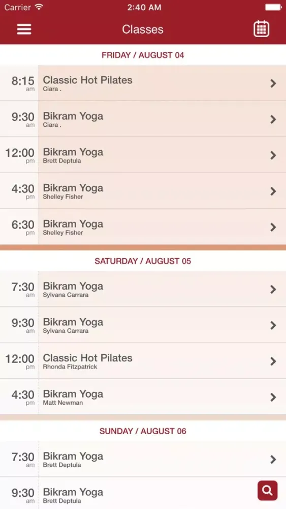 Capturas de tela do Bikram Hot Yoga San Mateo