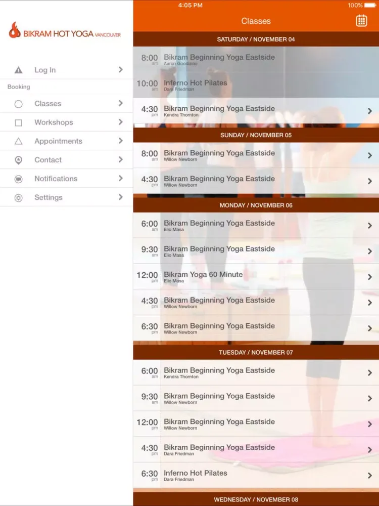 Tangkapan layar Bikram Hot Yoga Vancouver iPad 
