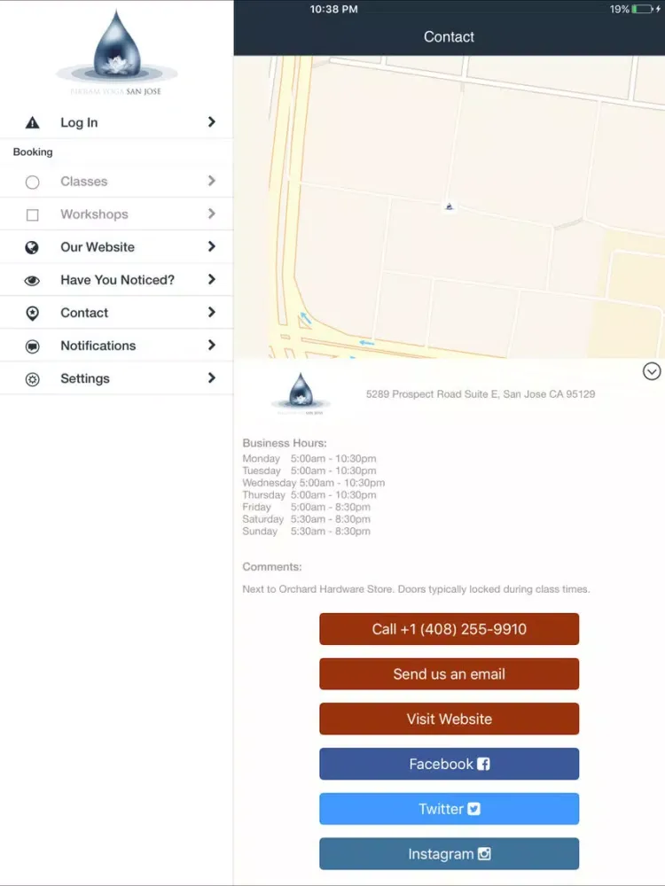 Capturas de tela do Bikram Yoga San Jose iPad 