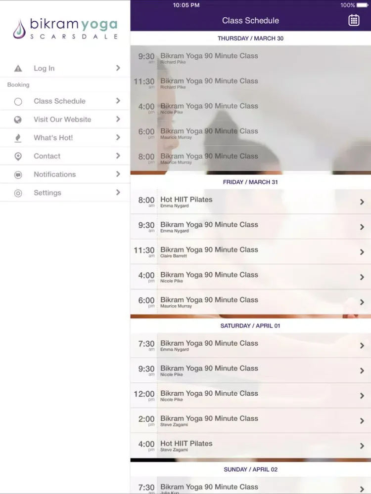 Capturas de pantalla de Bikram Yoga Scarsdale iPad 