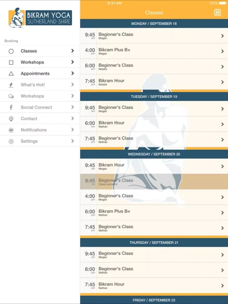 Bikram Yoga Sutherland Shire iPad  Screenshots