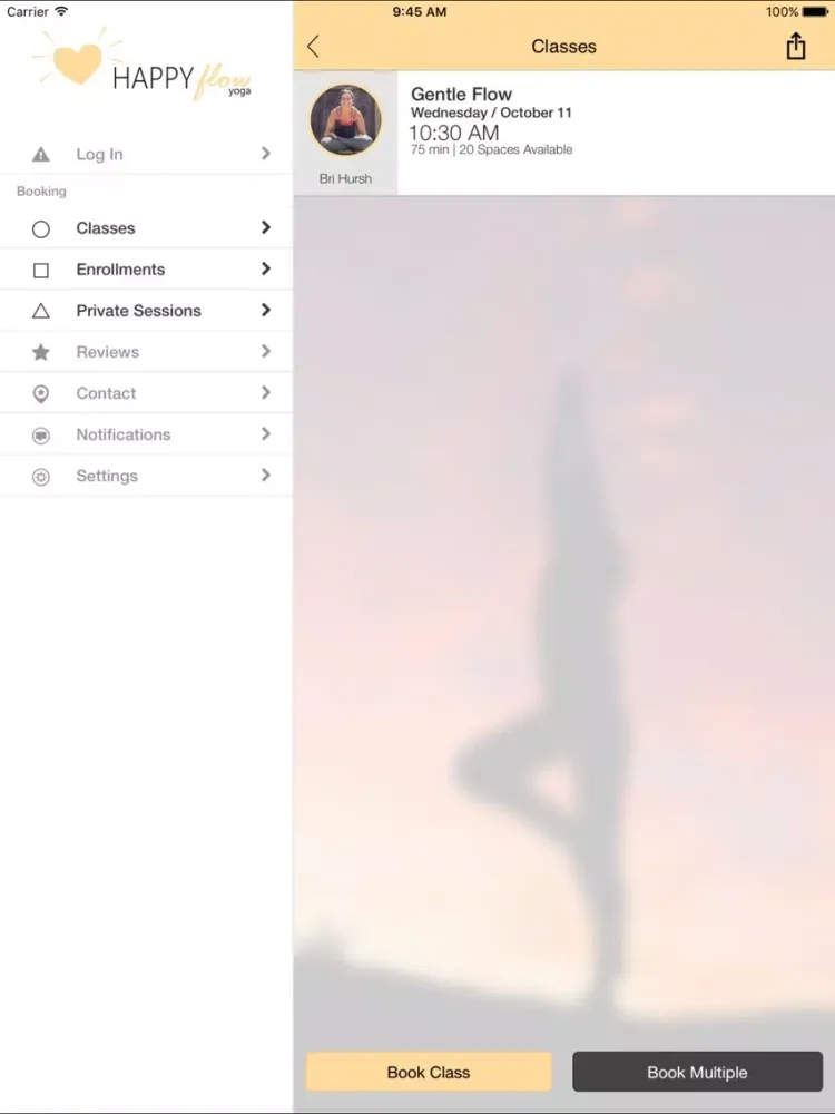 Ảnh chụp màn hình của Happy Flow Yoga Studio iPad 