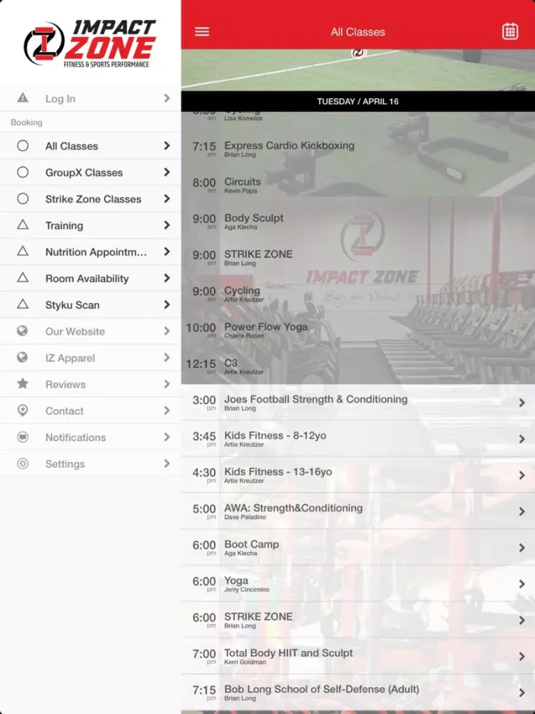 Impact Zone Fitness and Sports iPad  Screenshots
