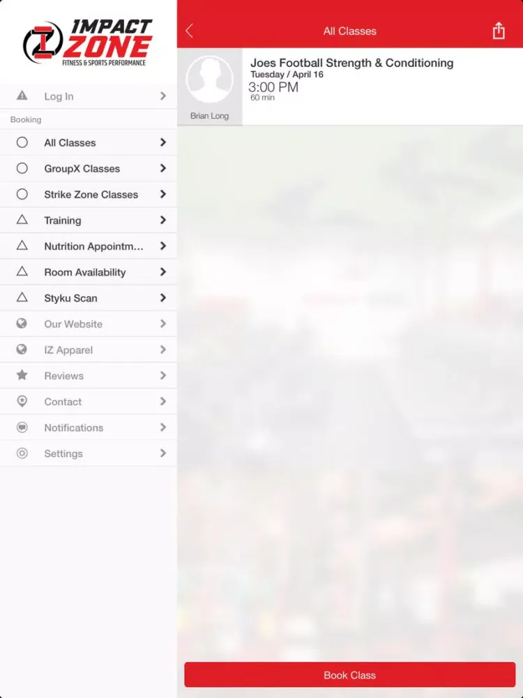 Impact Zone Fitness and Sports iPad  Screenshots