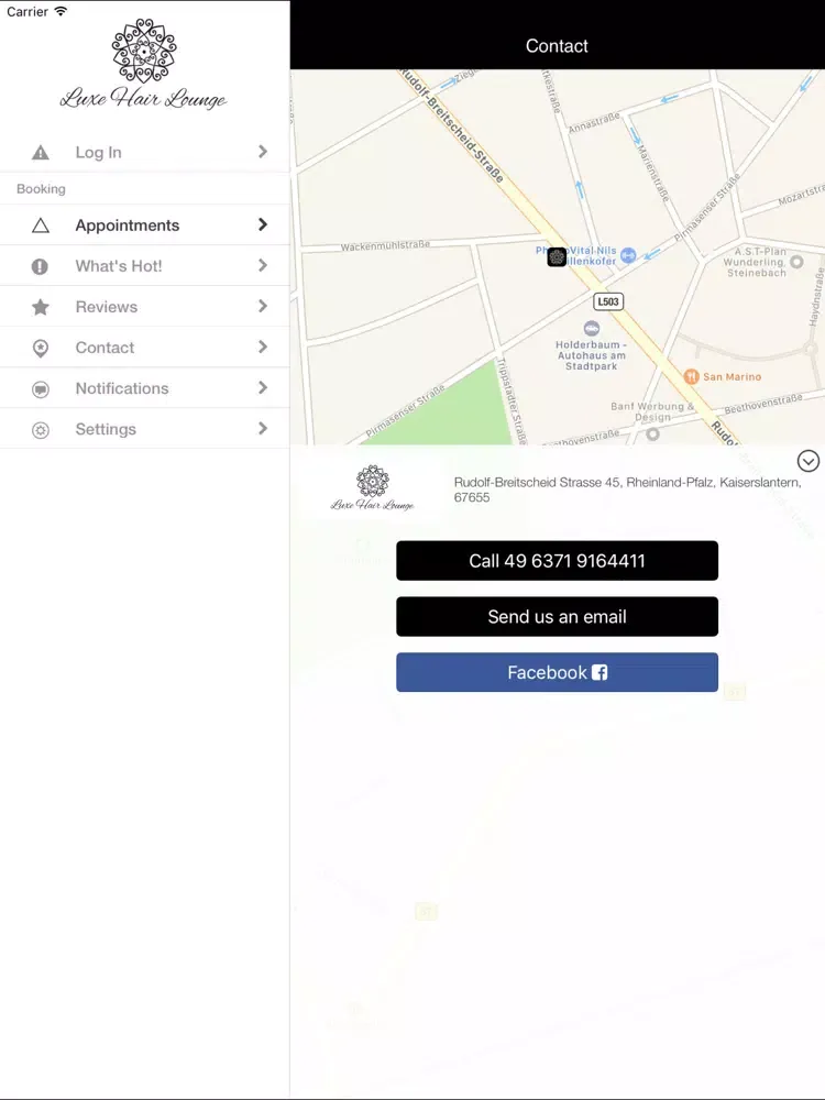 Tangkapan layar Luxe Hair Lounge iPad 
