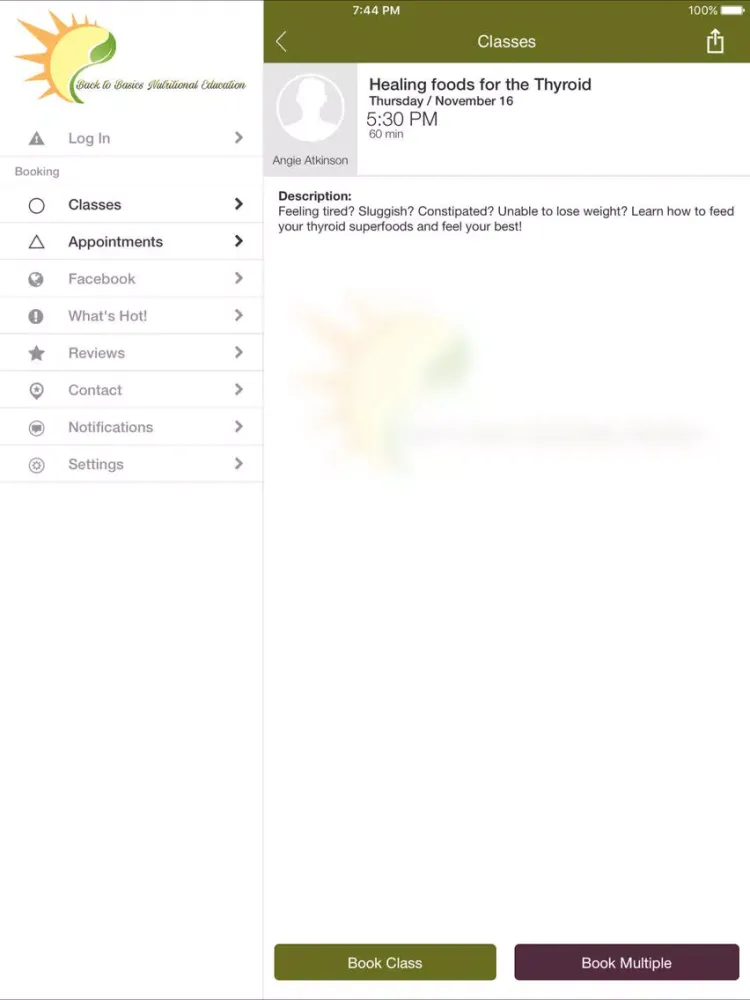 Ảnh chụp màn hình của Back to Basics Nutritional Edu iPad 