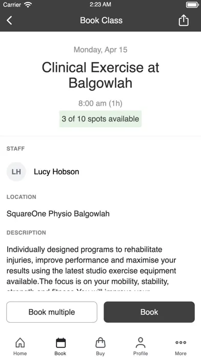 Tangkapan layar SquareOne Physio + Pilates