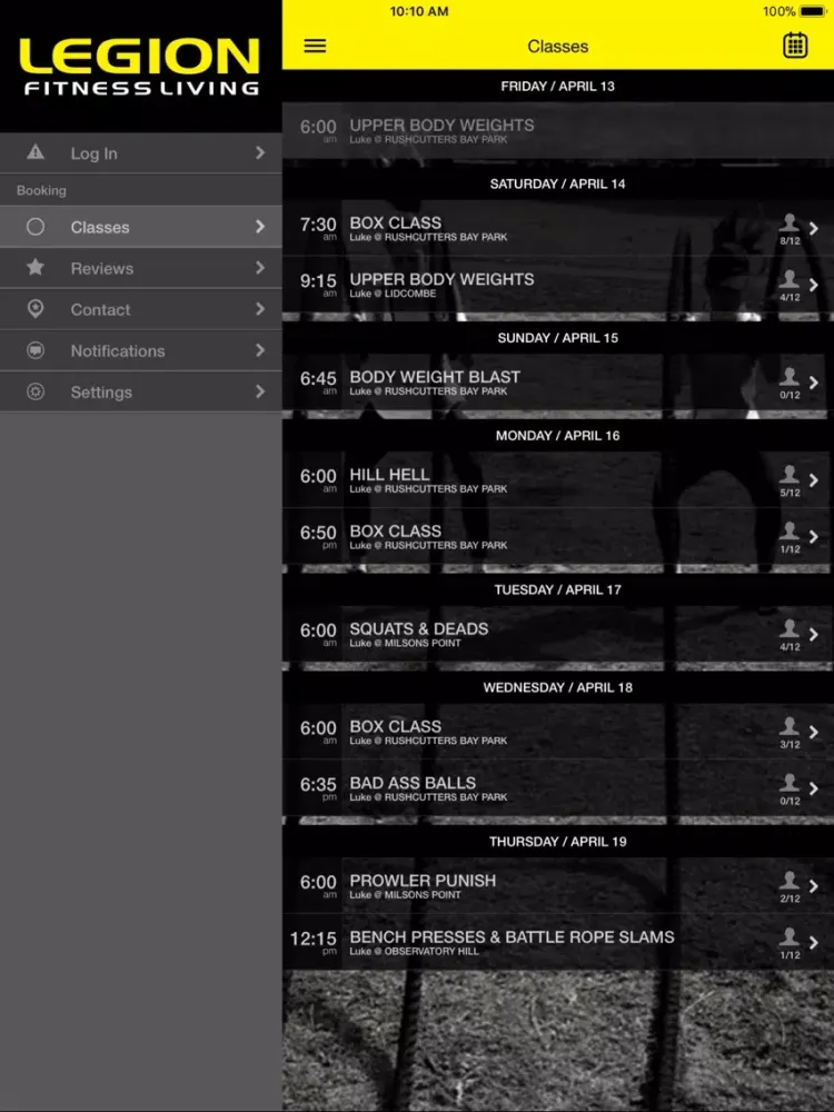 Legion Fitness Living iPad 应用截图