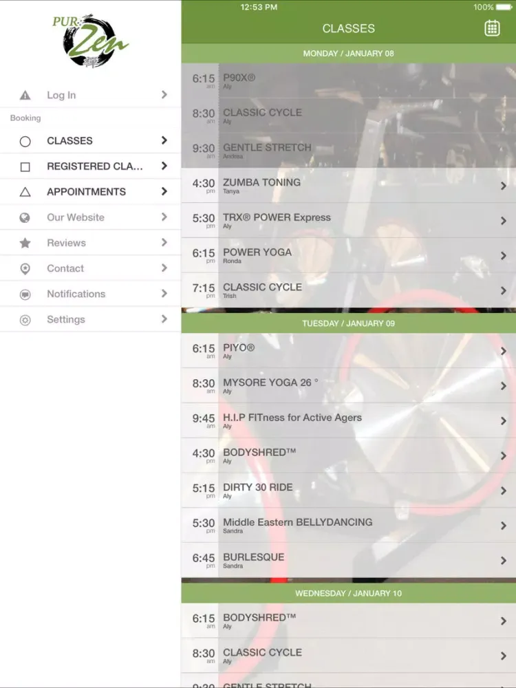 Pur-Zen Fitness iPad  Screenshots