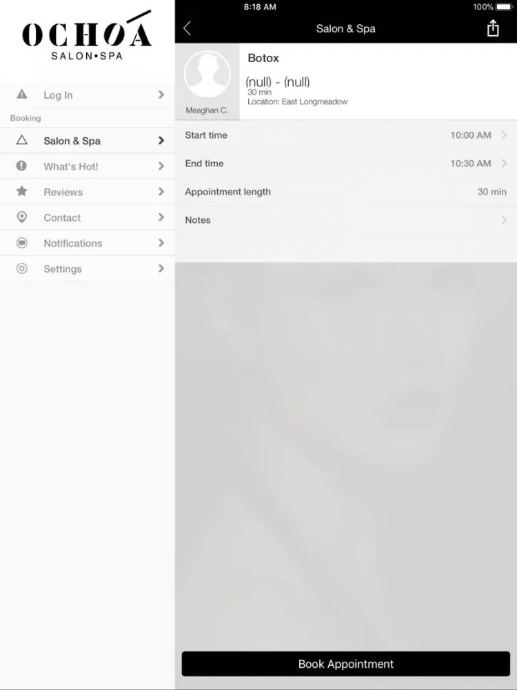 Ochoa Salon & Spa iPad  سکرین شاٹس
