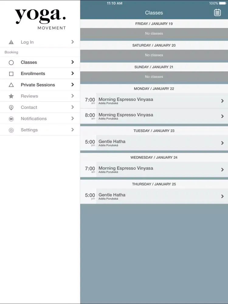 Capturas de tela do Yoga Movement Prague iPad 