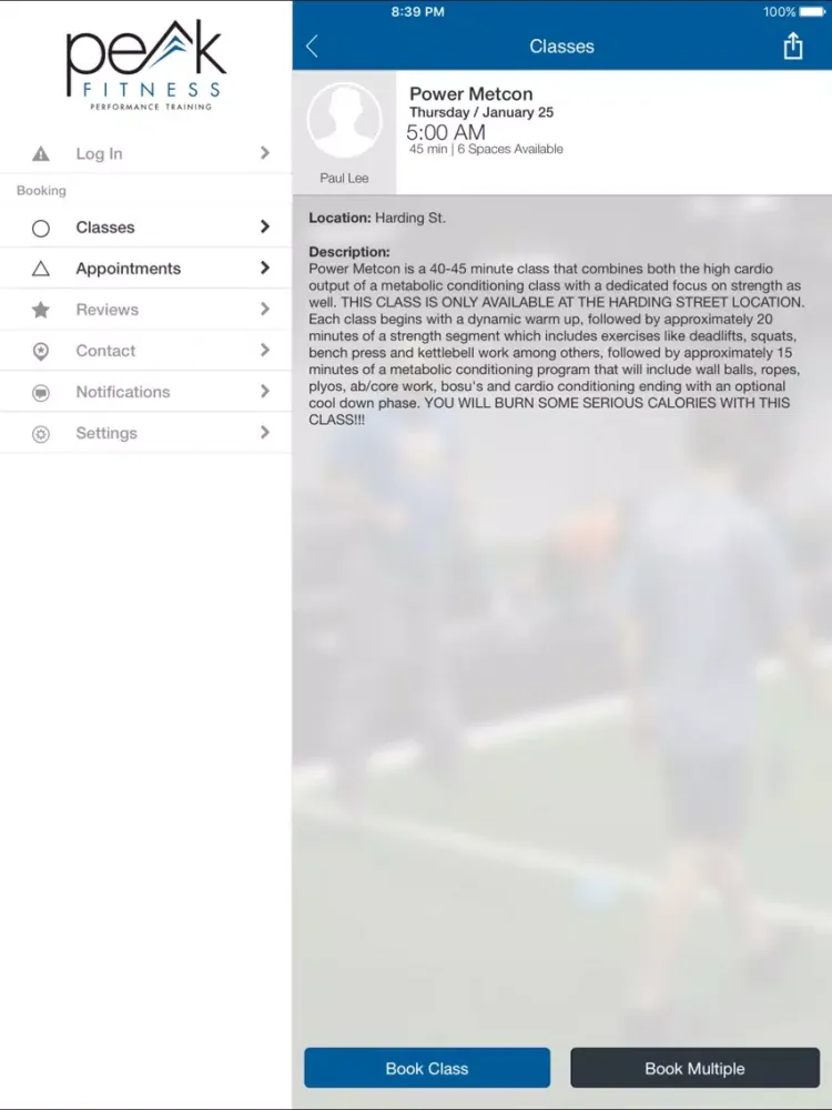 Peak Fitness Training iPad  Screenshots