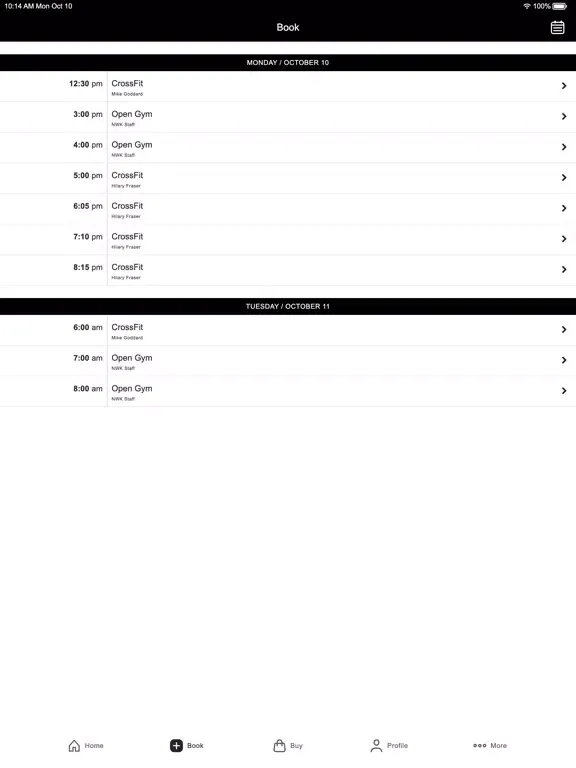 Zrzuty ekranu NWK Crossfit iPad 