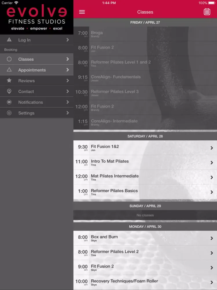 Evolve Fitness Studios iPad  স্ক্রিনশট