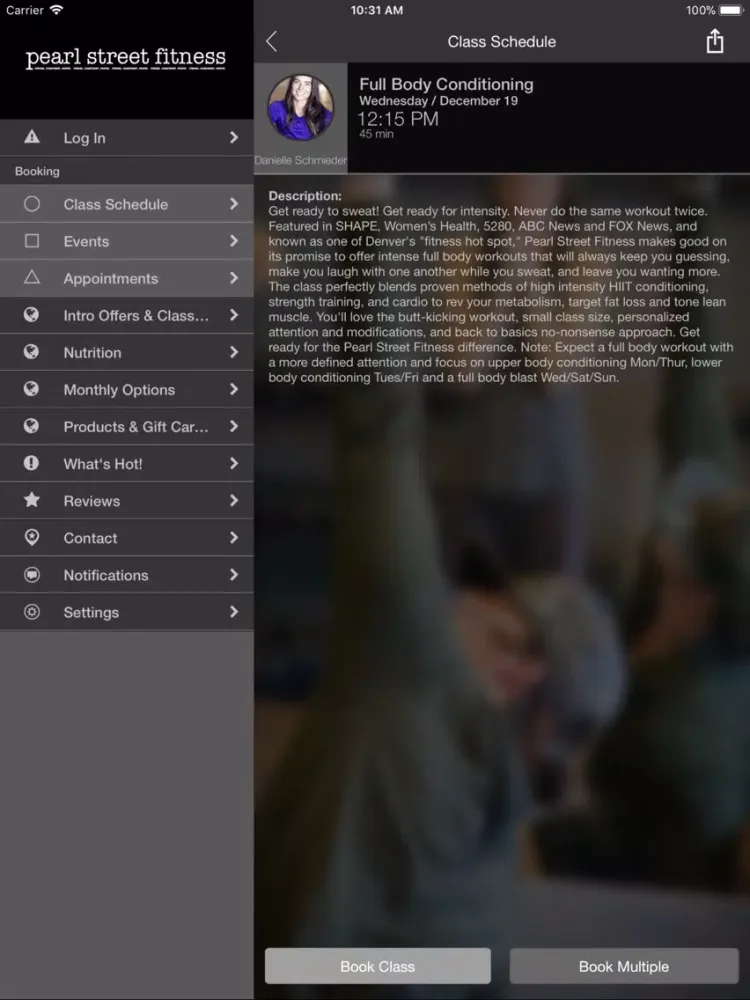Capturas de tela do Pearl Street Fitness iPad 