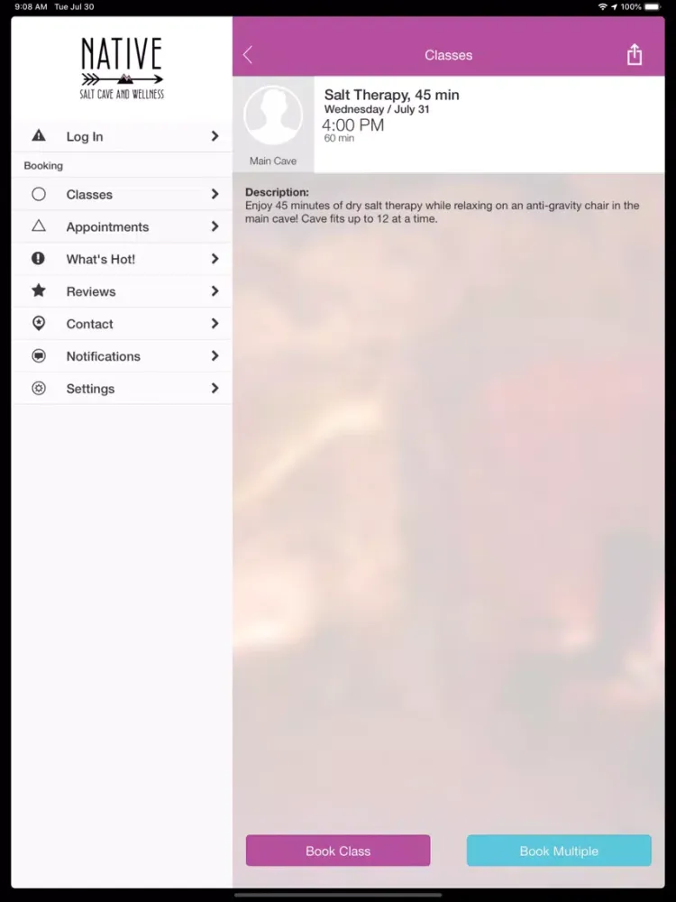 Native Salt Cave and Wellness iPad  스크린샷