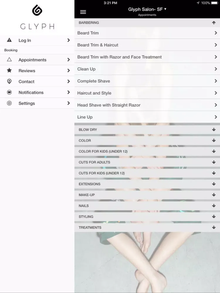 Capturas de tela do Glyph Salon iPad 