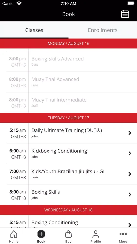 Tangkapan skrin UFC GYM AU