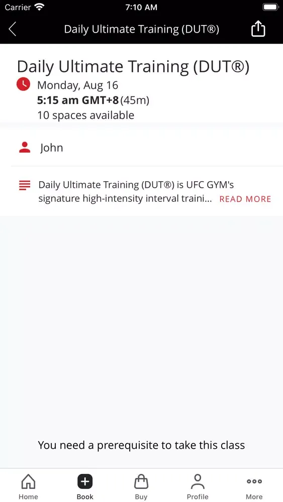 Tangkapan skrin UFC GYM AU