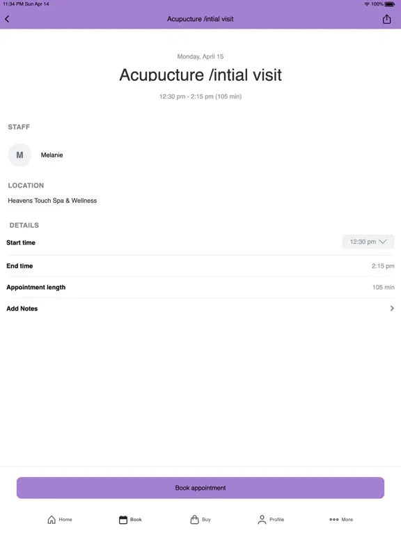 Ảnh chụp màn hình của Heavens Touch Spa & Wellness iPad 