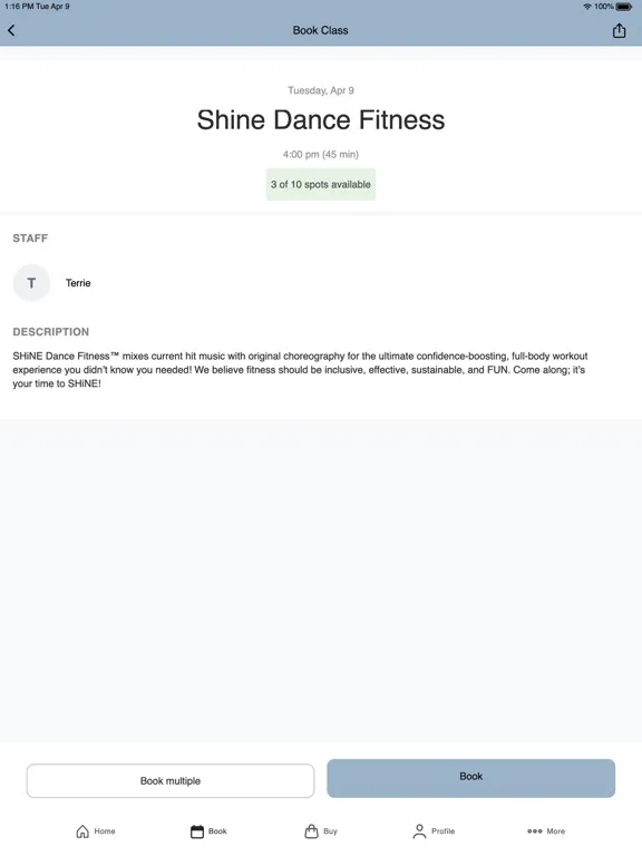 Vintage Oaks Fitness Classes iPad 應用截圖